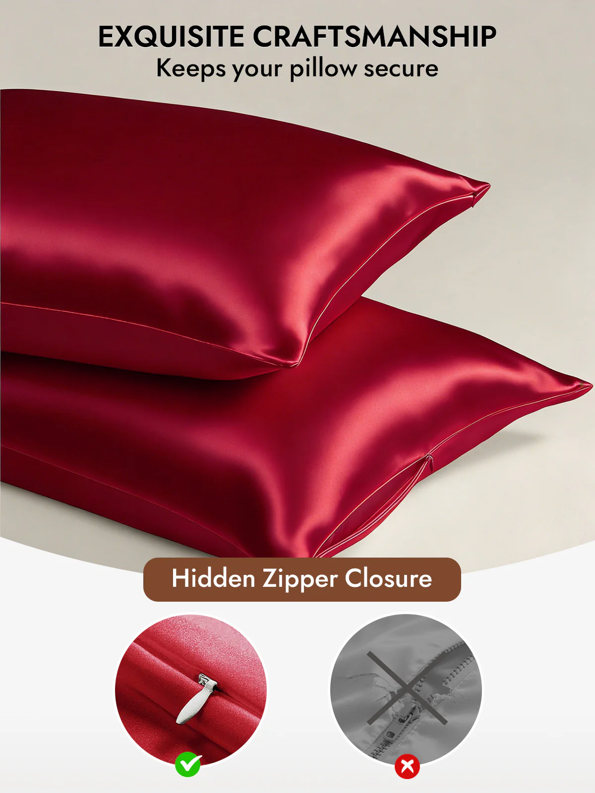 100% Mulberry Silk Pillowcase - Hidden Zipper - Image 54