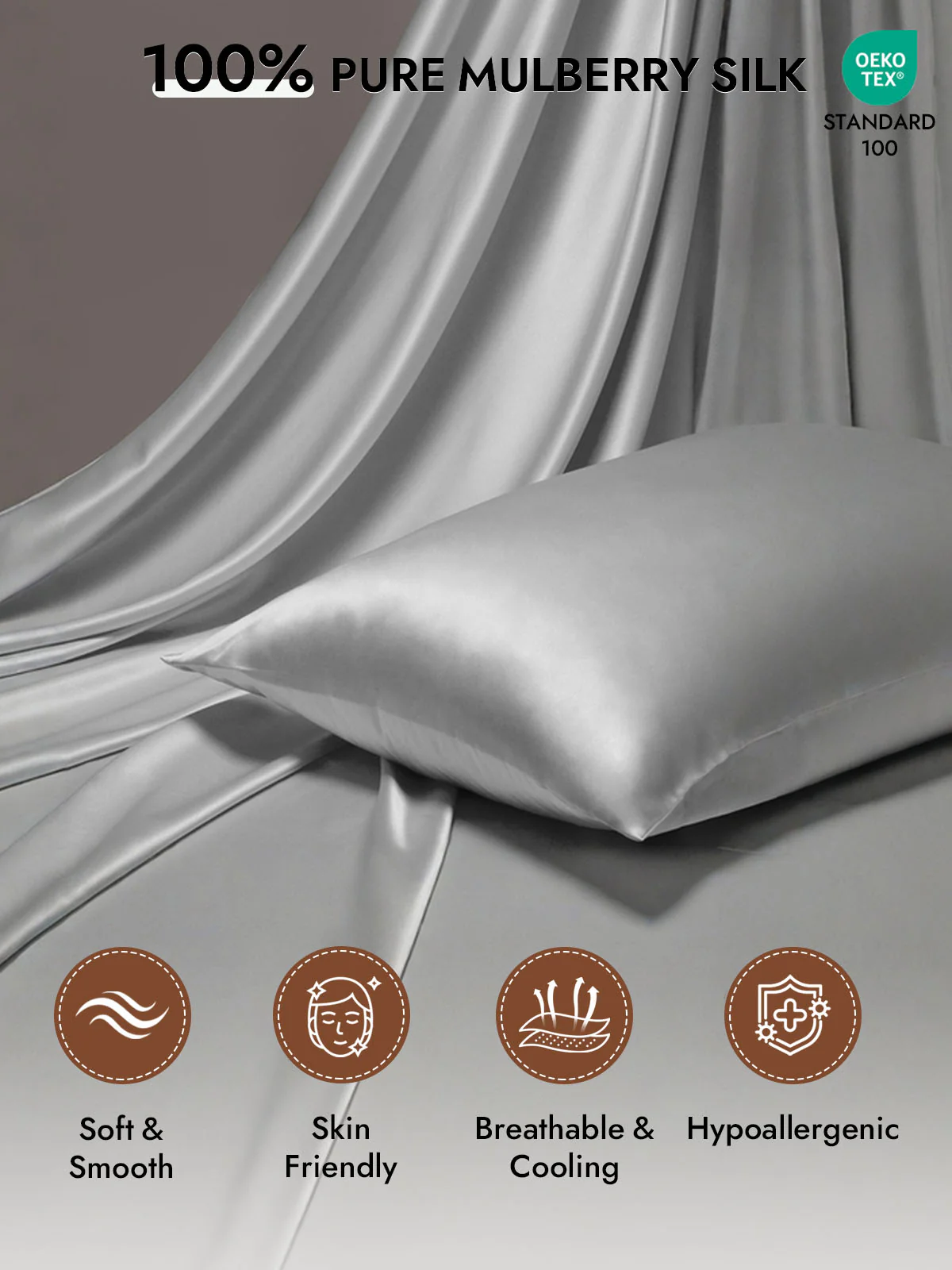 100% Mulberry Silk Pillowcase - Hidden Zipper - Image 66