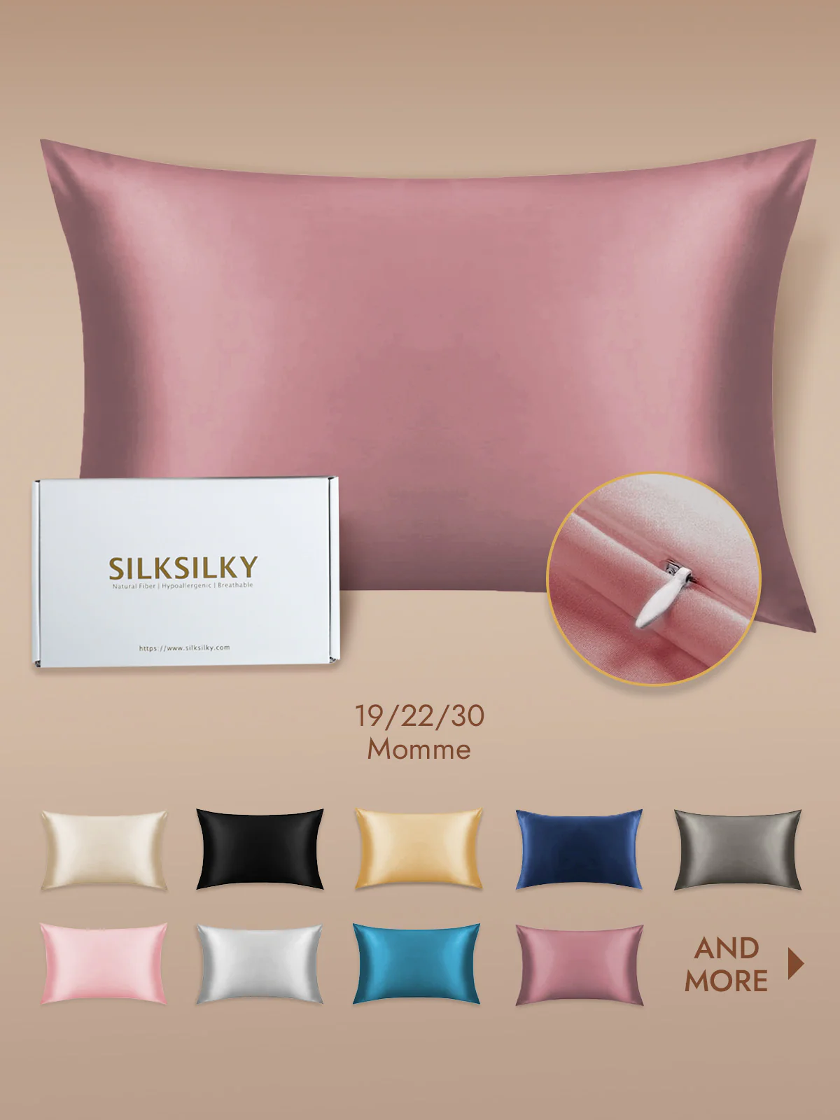 100% Mulberry Silk Pillowcase - Hidden Zipper - Image 73