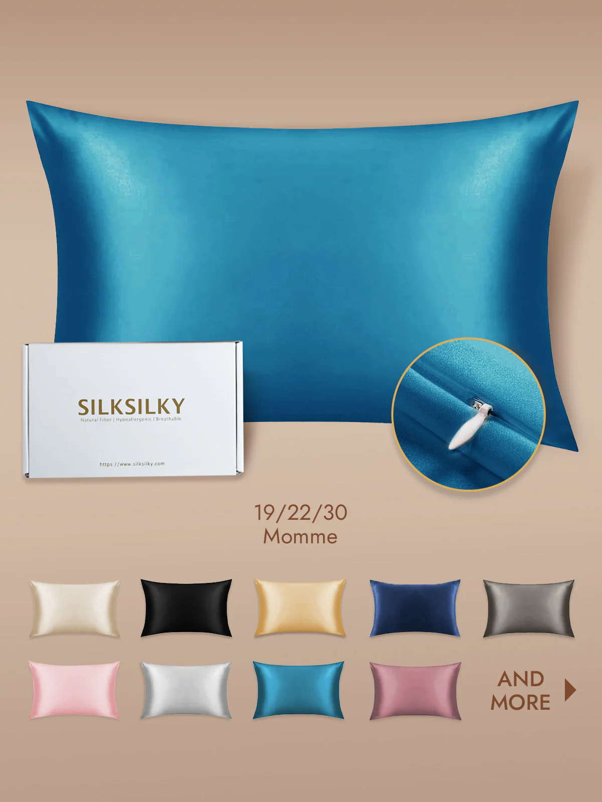 100% Mulberry Silk Pillowcase - Hidden Zipper - Image 81