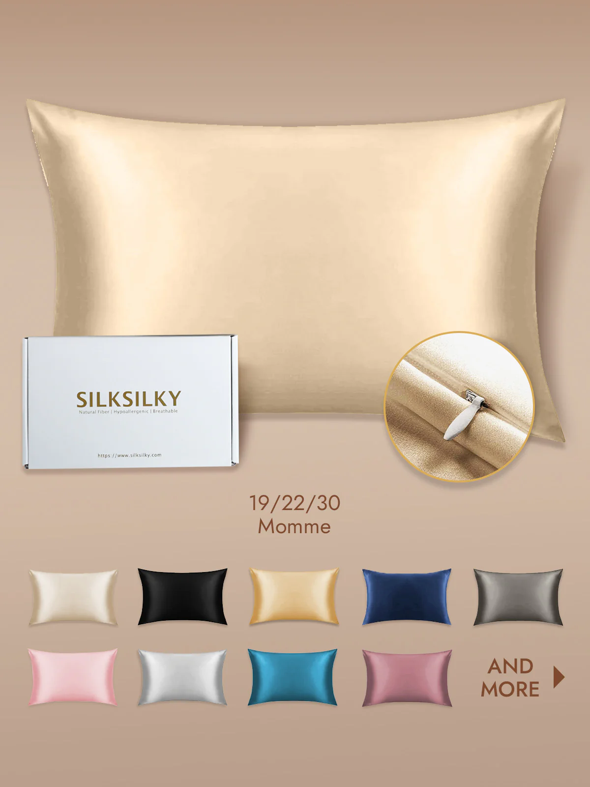 100% Mulberry Silk Pillowcase - Hidden Zipper - Image 89