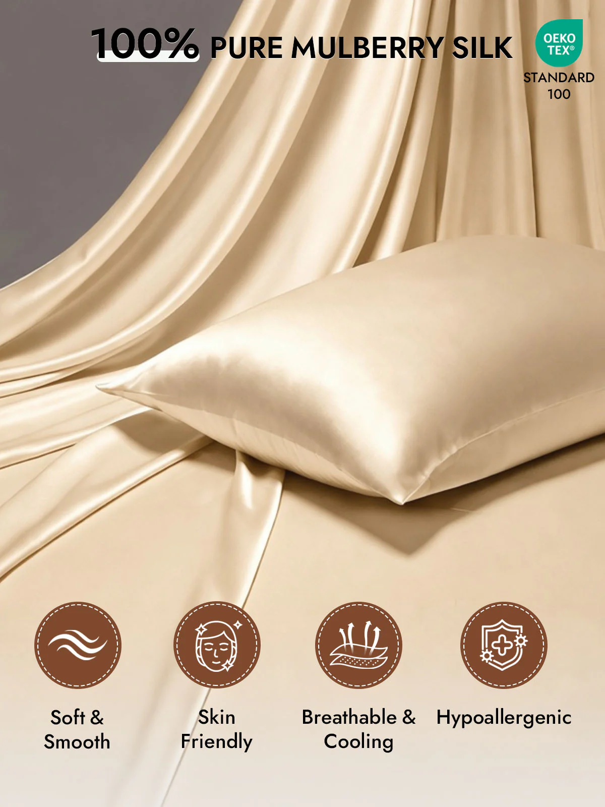 100% Mulberry Silk Pillowcase - Hidden Zipper - Image 90