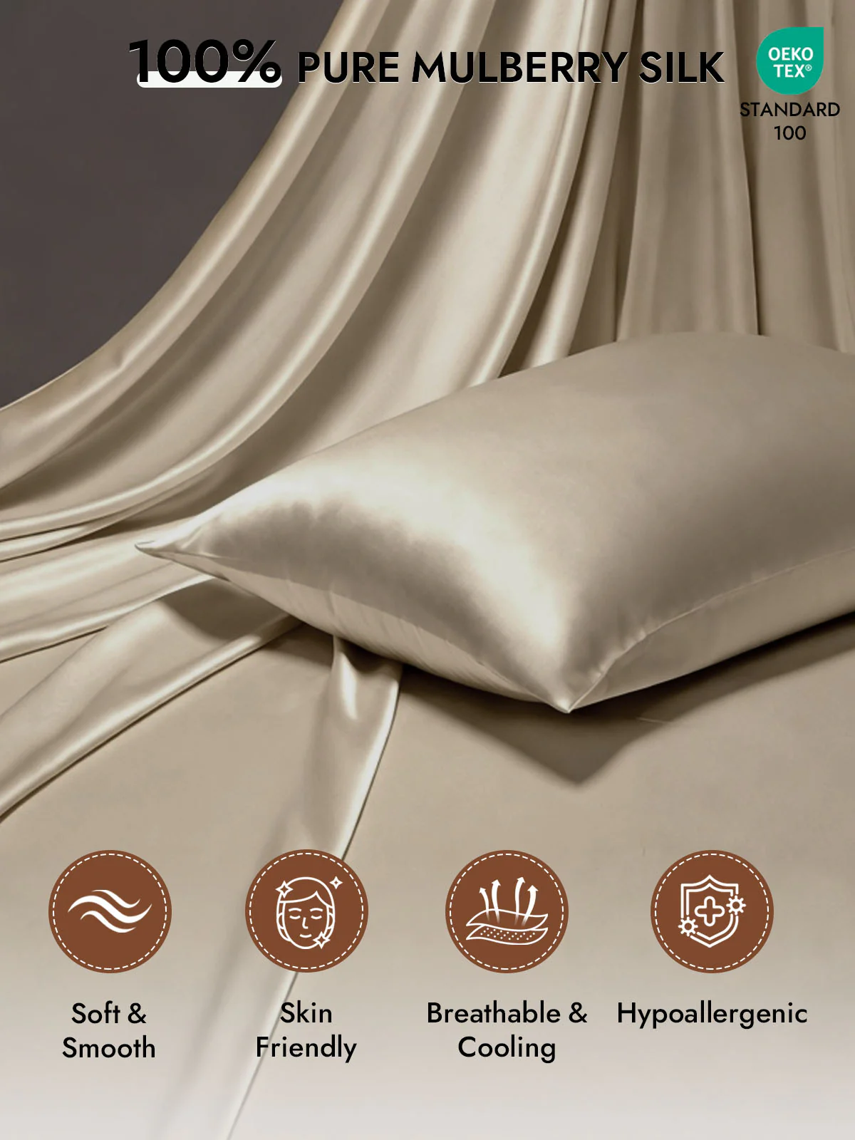 100% Mulberry Silk Pillowcase - Hidden Zipper - Image 98