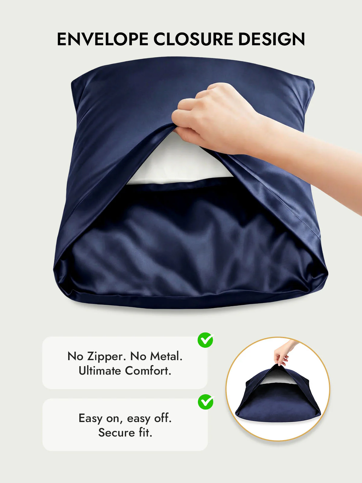 100% Mulberry Silk Pillowcase with Envelope Closure - Image 33