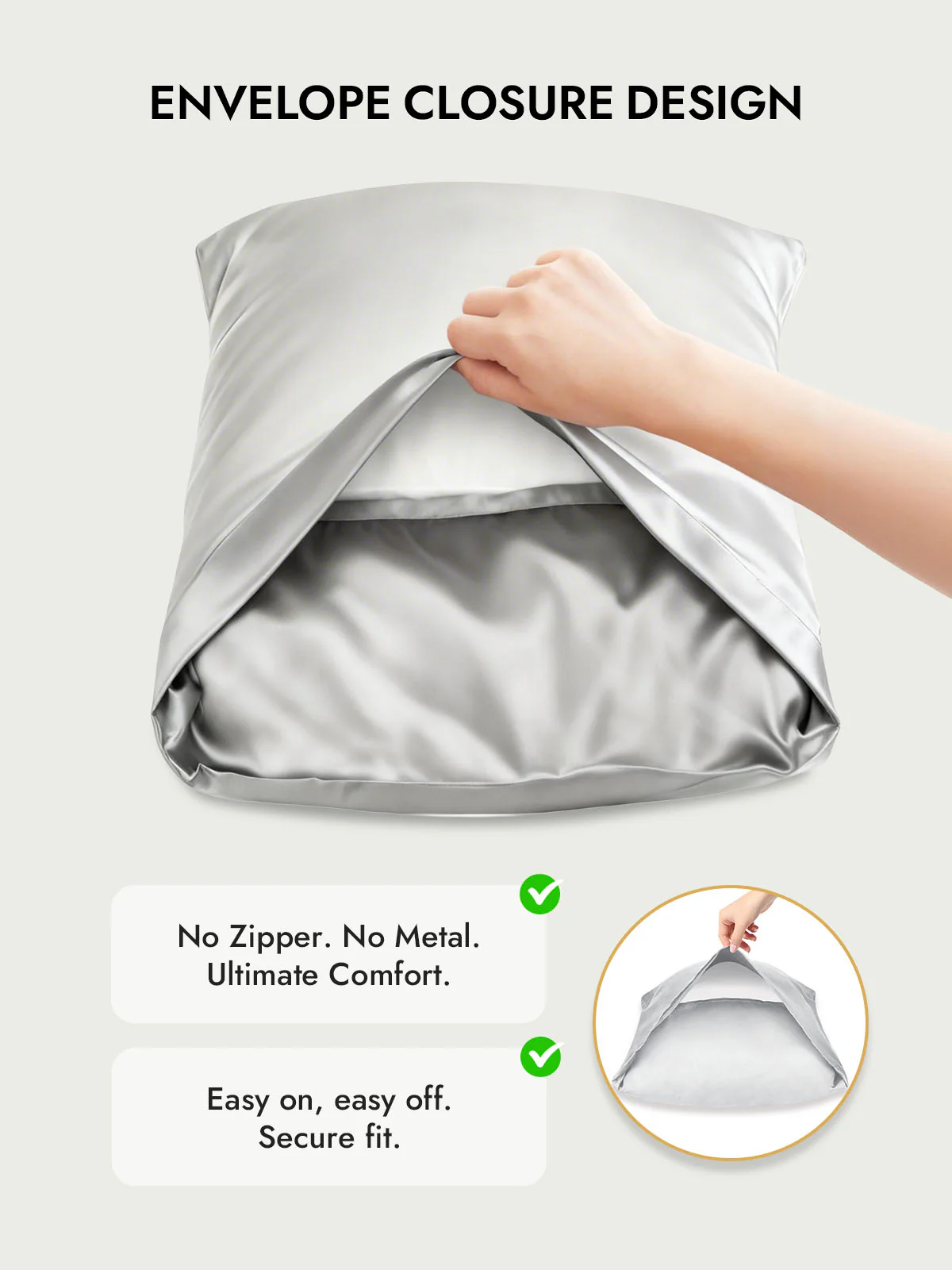 100% Mulberry Silk Pillowcase with Envelope Closure - Image 77