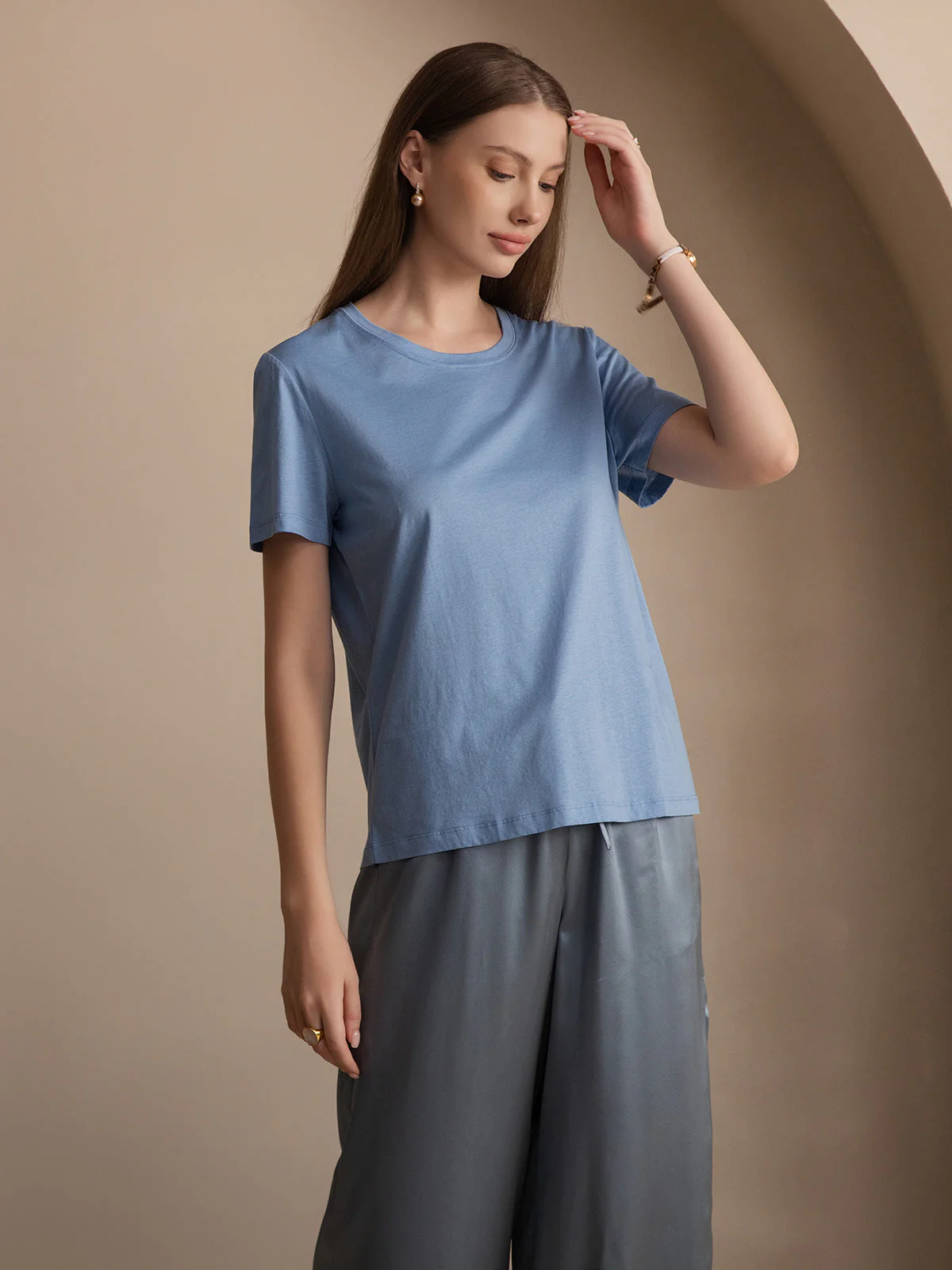 Pure Silk Jersey Short Sleeve Women's T-Shirt - Image 25