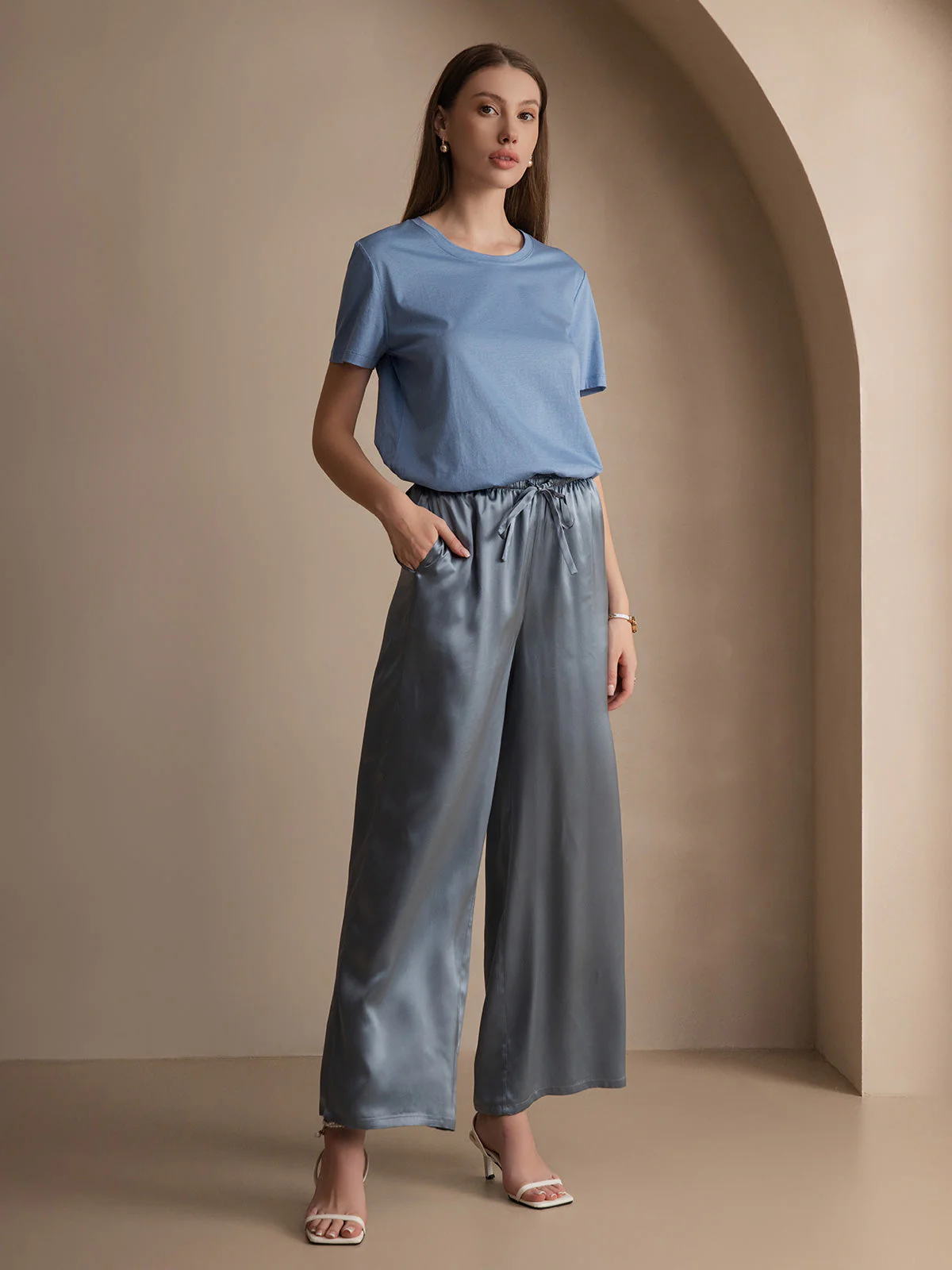 Pure Silk Jersey Short Sleeve Women's T-Shirt - Image 28