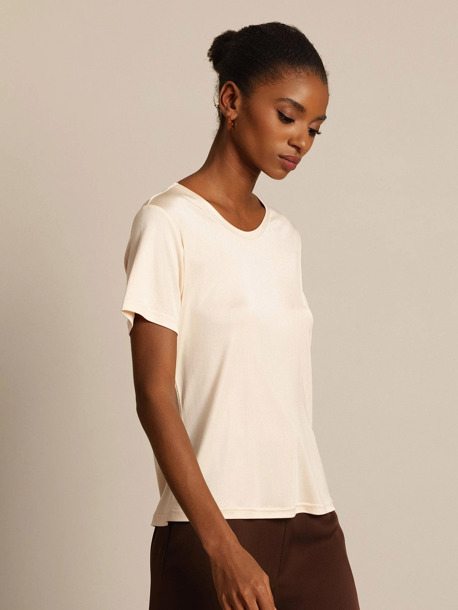 Pure Silk Jersey Short Sleeve Women's T-Shirt - Image 35