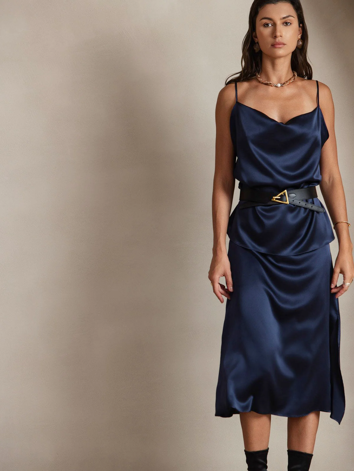 19Momme Silk Spaghetti Strap Cowl Neck Camisoles - Image 19