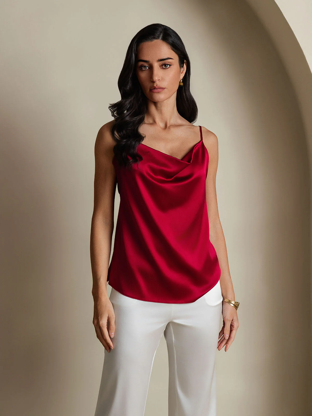 19Momme Silk Spaghetti Strap Cowl Neck Camisoles - Image 29