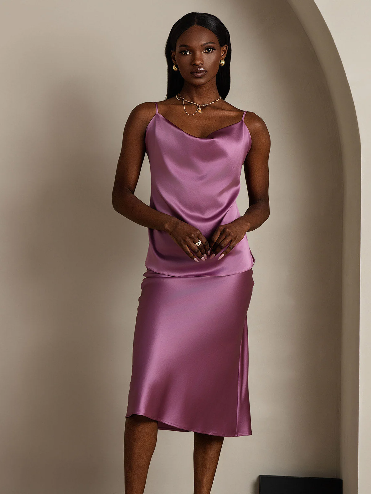 Clearance(US Warehouse) - 19Momme Silk Spaghetti Strap Cowl Neck Camisoles - Image 9