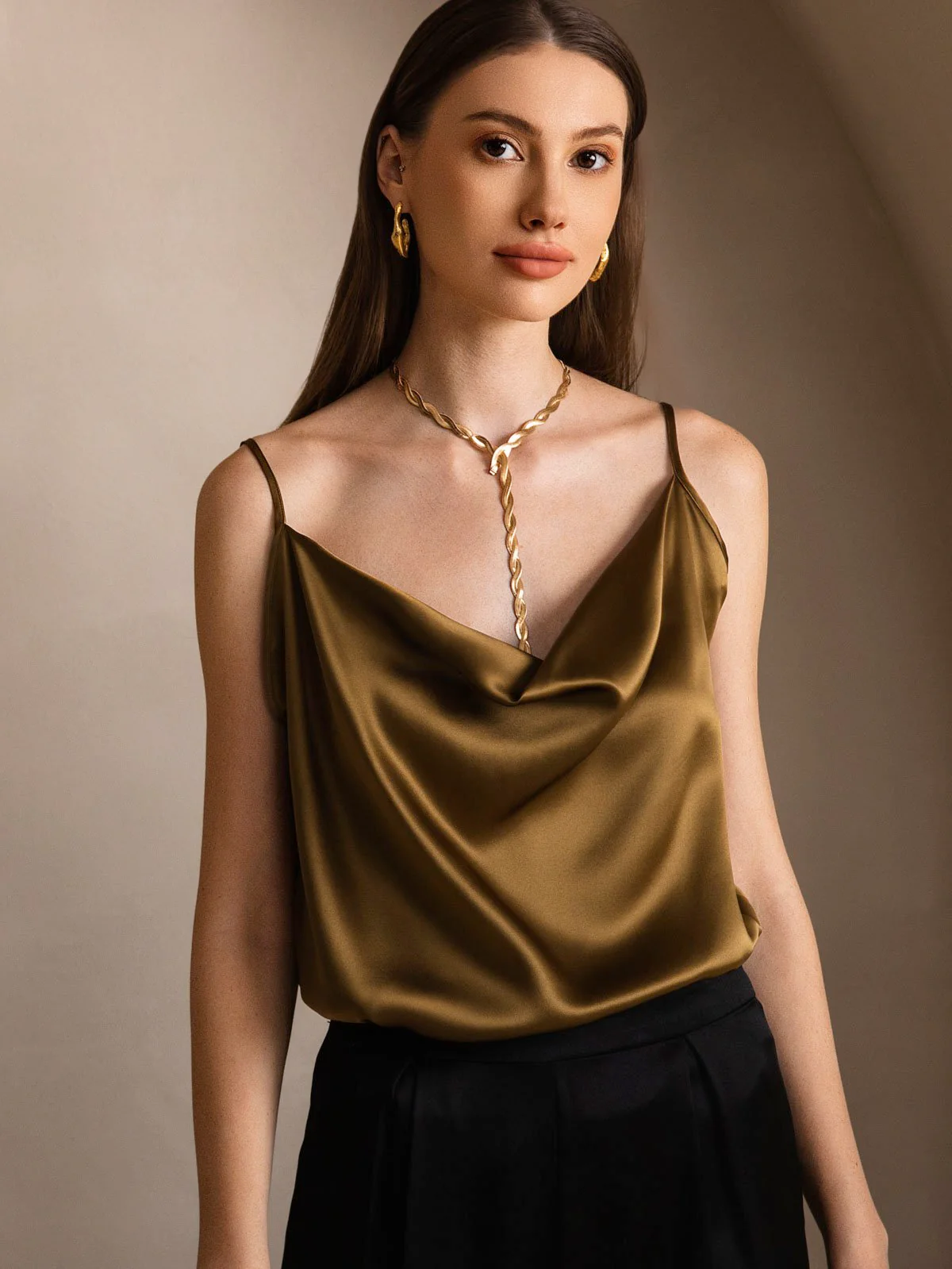 19Momme Silk Cowl Neck Camisoles - Image 19