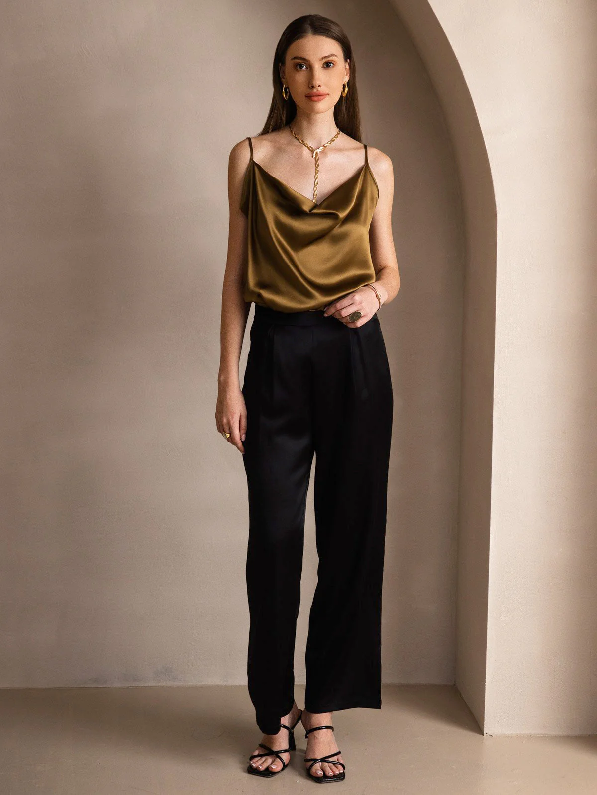19Momme Silk Cowl Neck Camisoles - Image 22