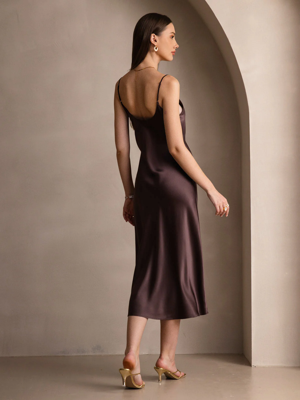Pure Silk Spaghetti Strap Midi Dress - Image 28