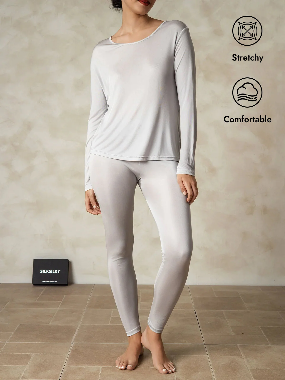 Women's Silk Jersey Long Sleeve Long Johns - Image 10