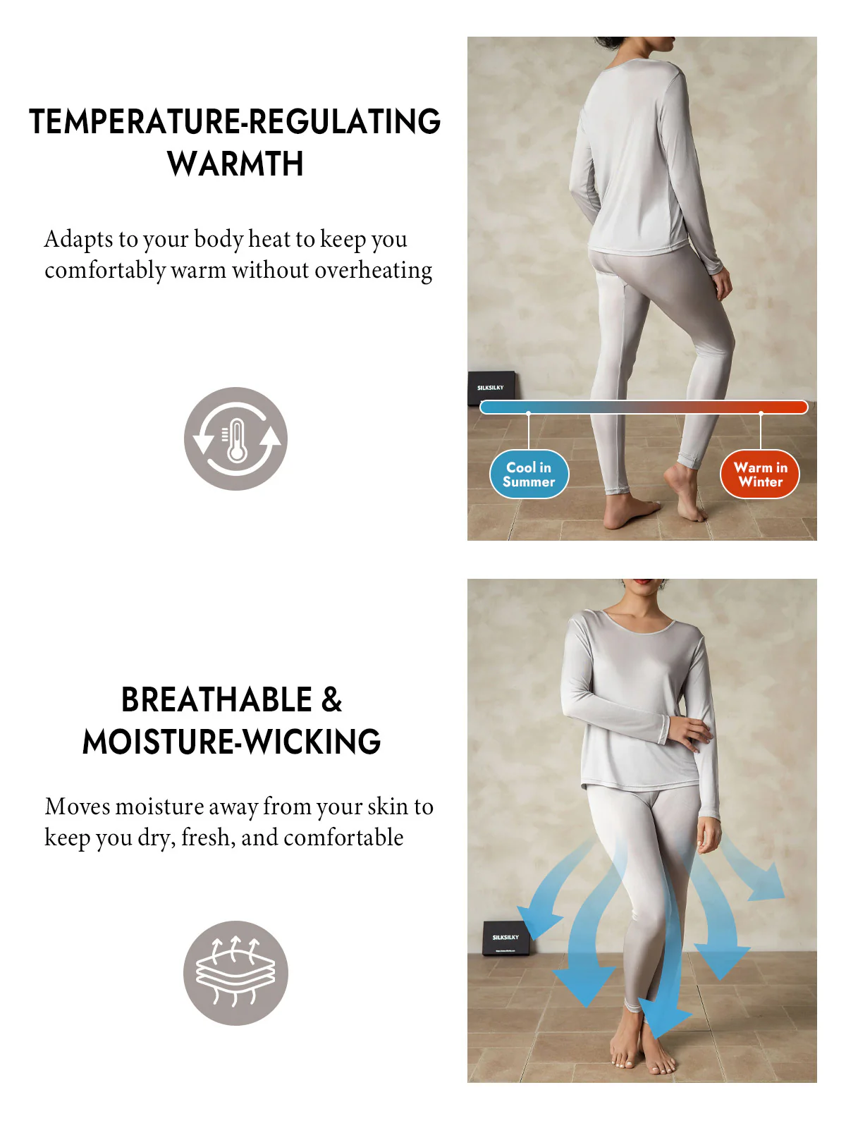 Women's Silk Jersey Long Sleeve Long Johns - Image 14