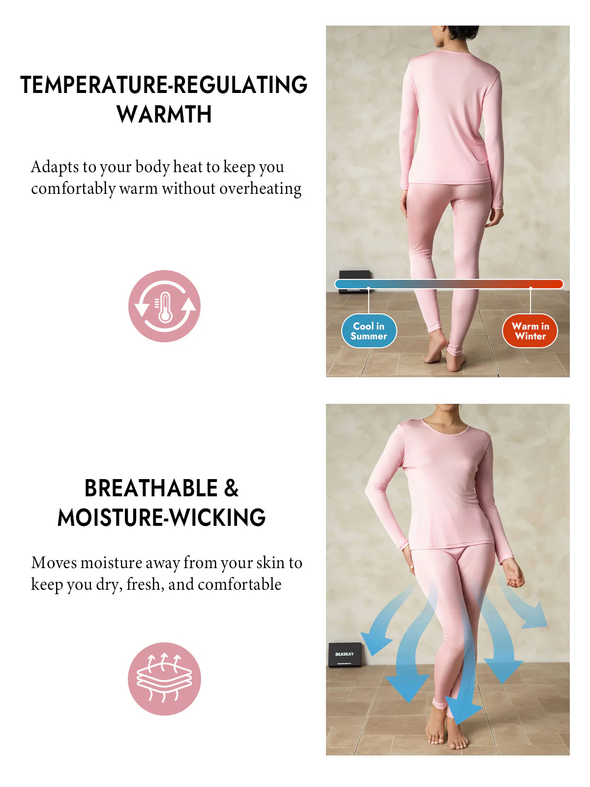 Women's Silk Jersey Long Sleeve Long Johns - Image 21