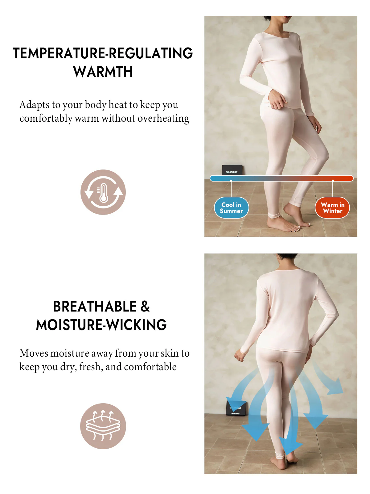 Women's Silk Jersey Long Sleeve Long Johns - Image 29