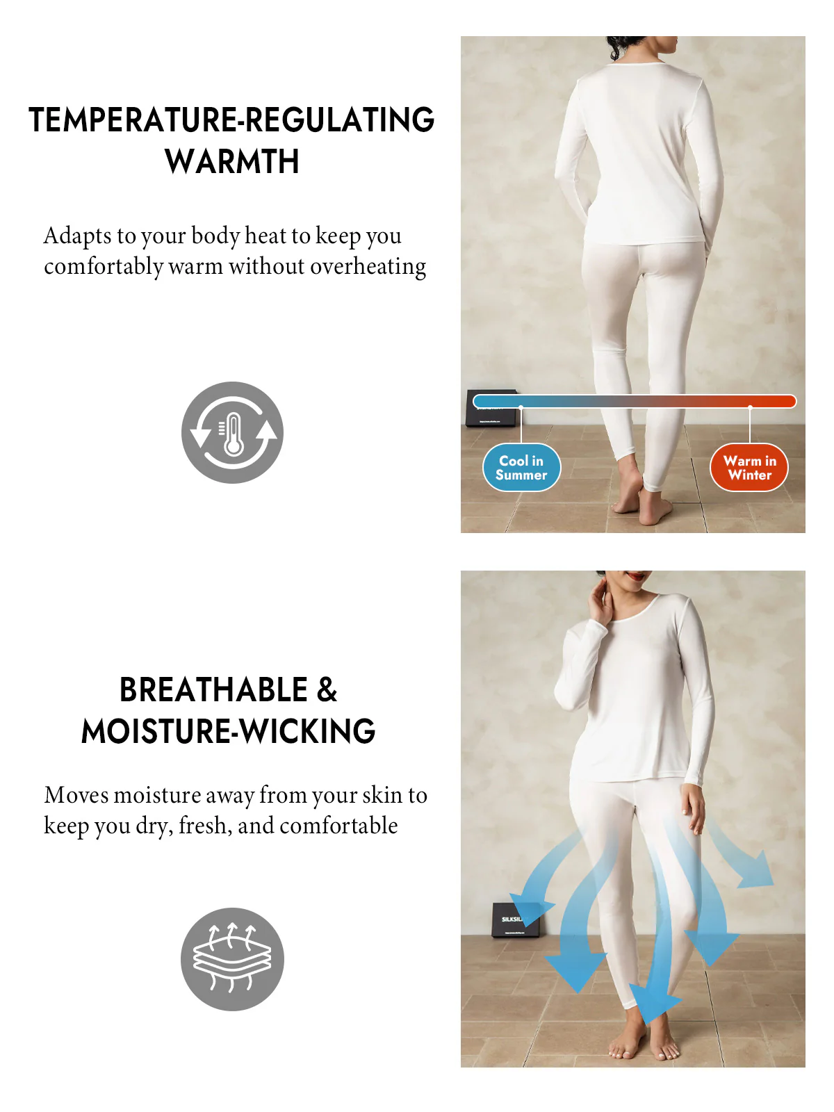 Women's Silk Jersey Long Sleeve Long Johns - Image 40