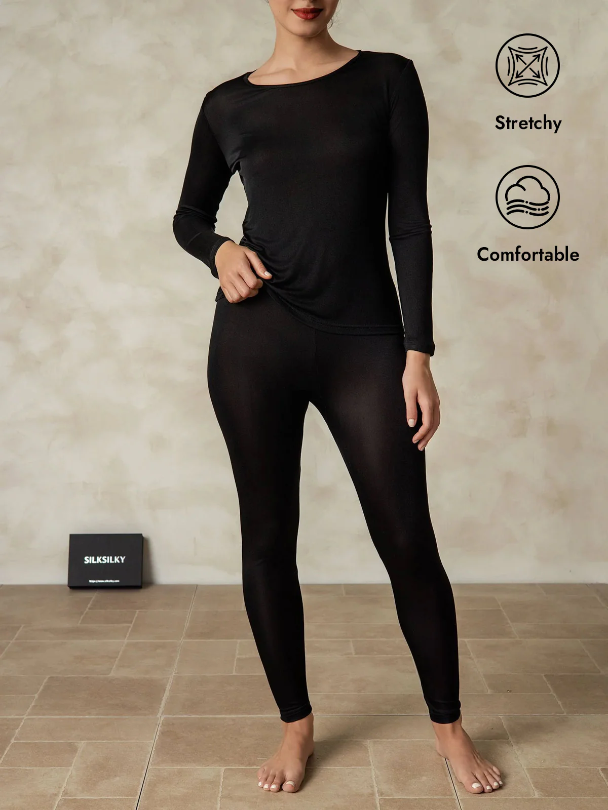 Women's Silk Jersey Long Sleeve Long Johns - Image 45
