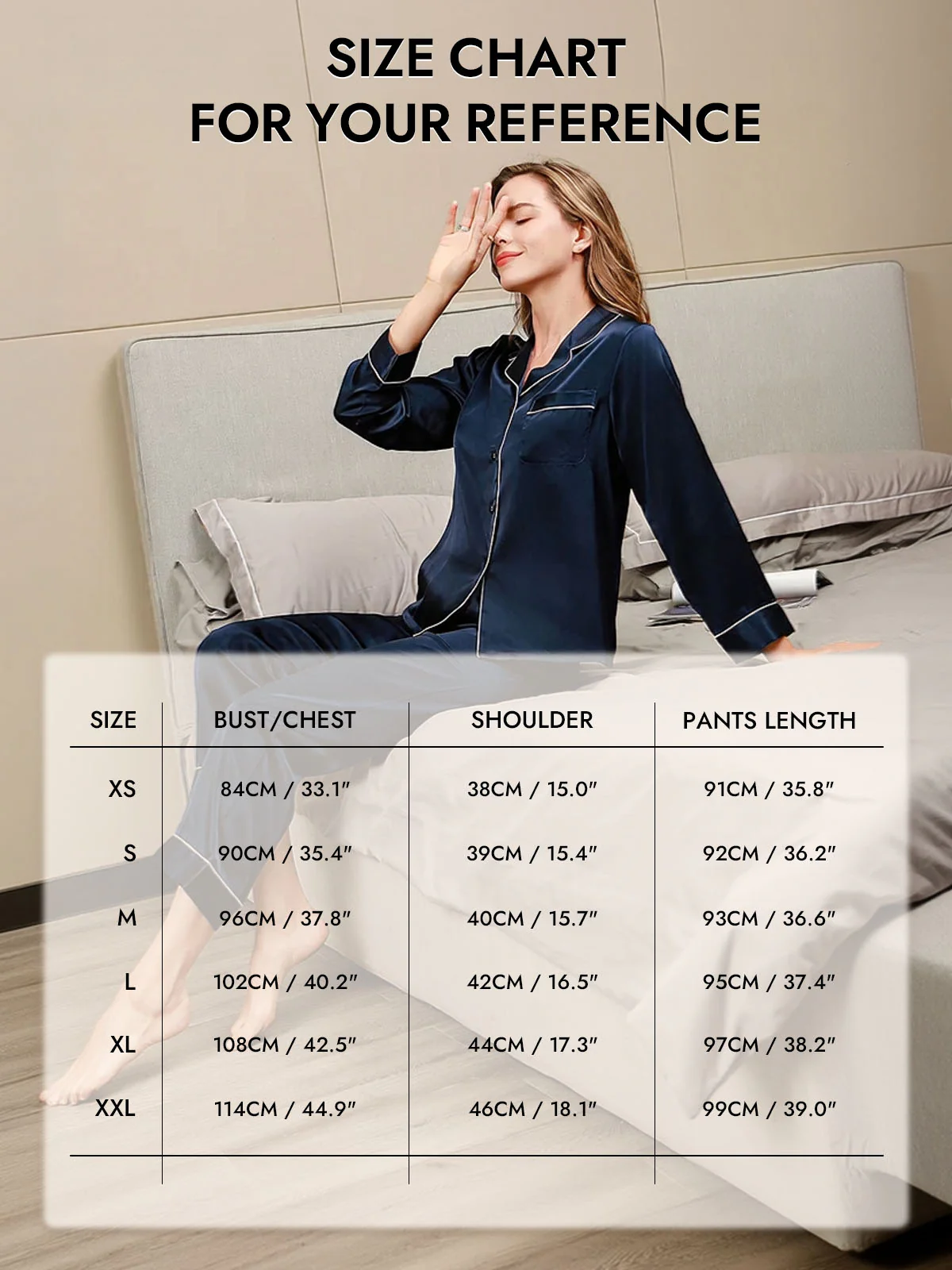 Women's Pure Silk Long Sleeve Button Up Pajamas Set - Image 14