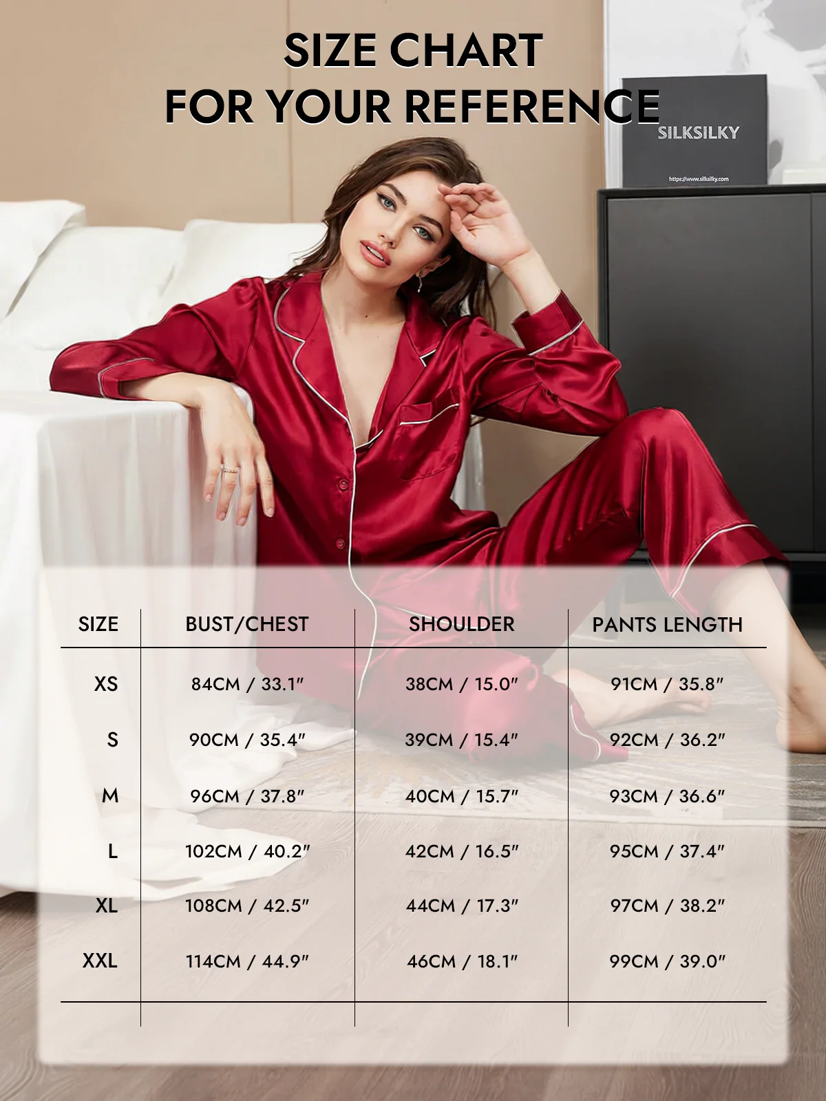 Women's Pure Silk Long Sleeve Button Up Pajamas Set - Image 6