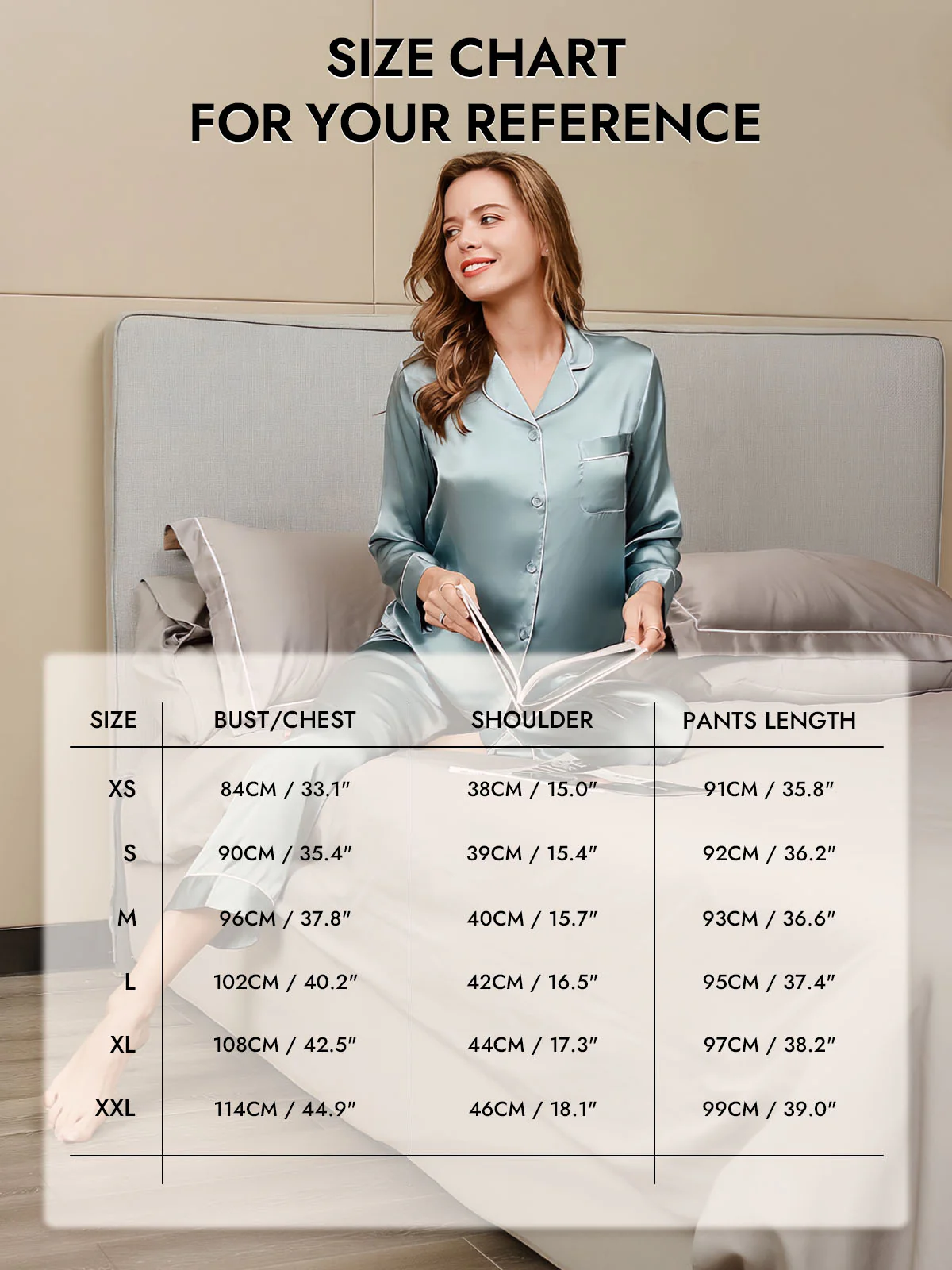 Women's Pure Silk Long Sleeve Button Up Pajamas Set - Image 70