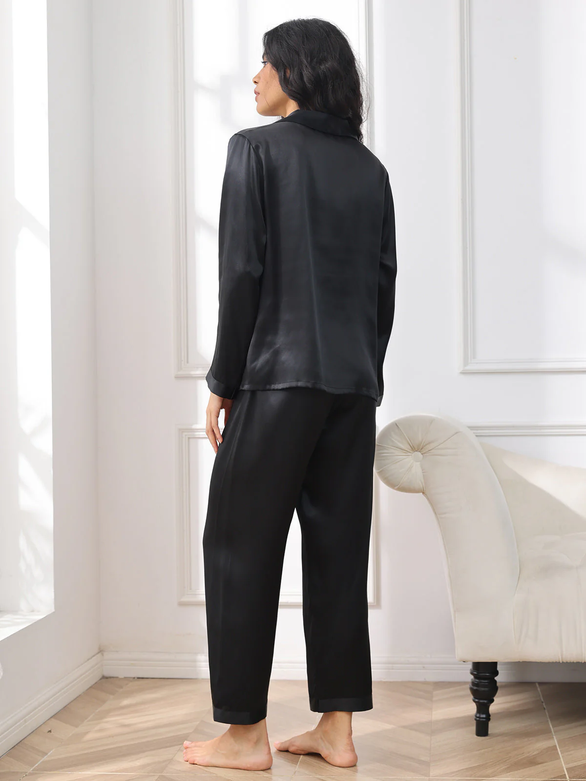 Pure Silk Long Sleeve Women's Pajamas Set - Image 38