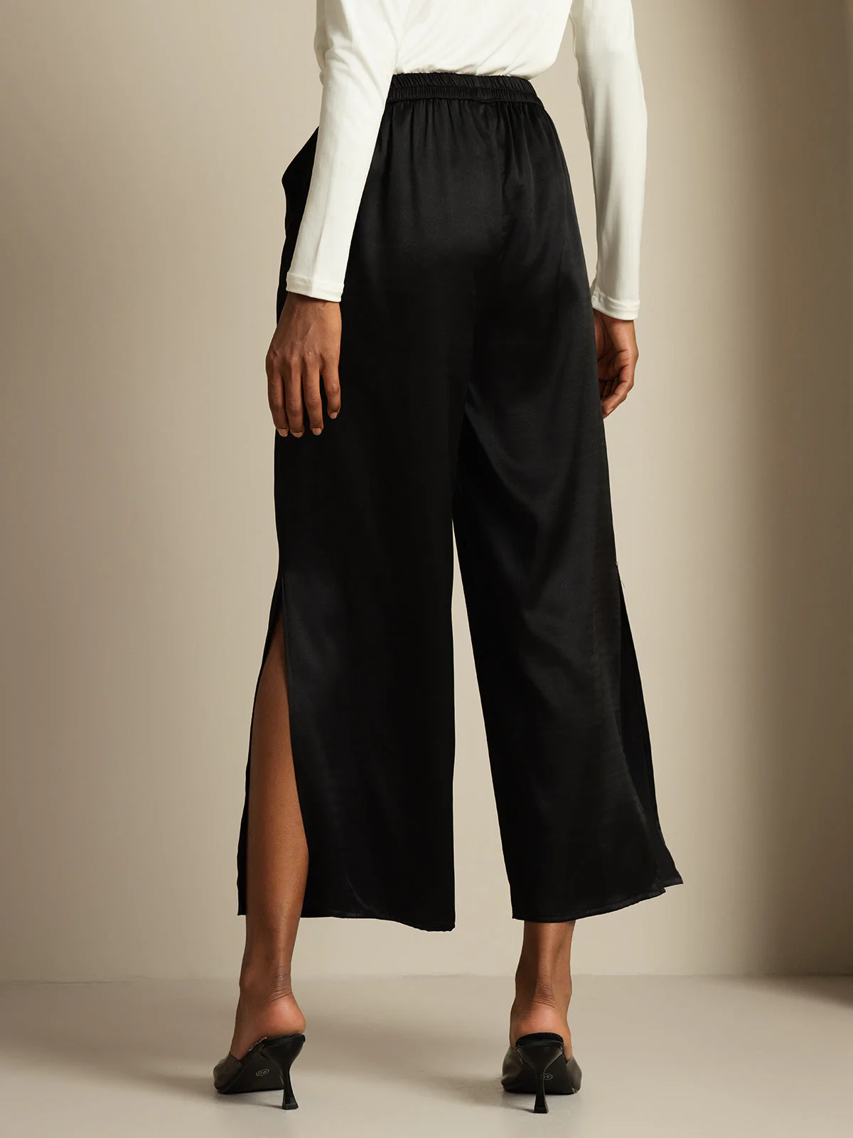 Women's 19Momme Silk Wide Leg Split Pants - Image 2