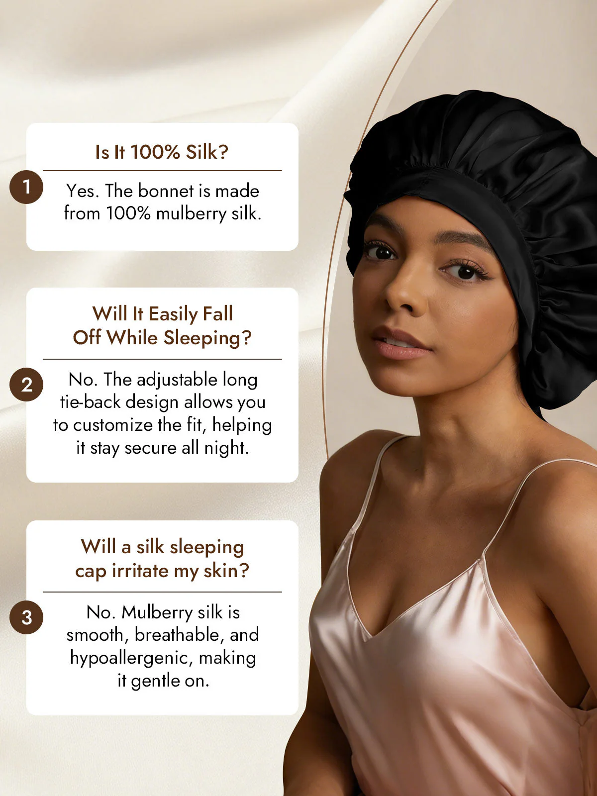 Women's Mulberry Silk Bonnet with Long Ribbons - Image 14