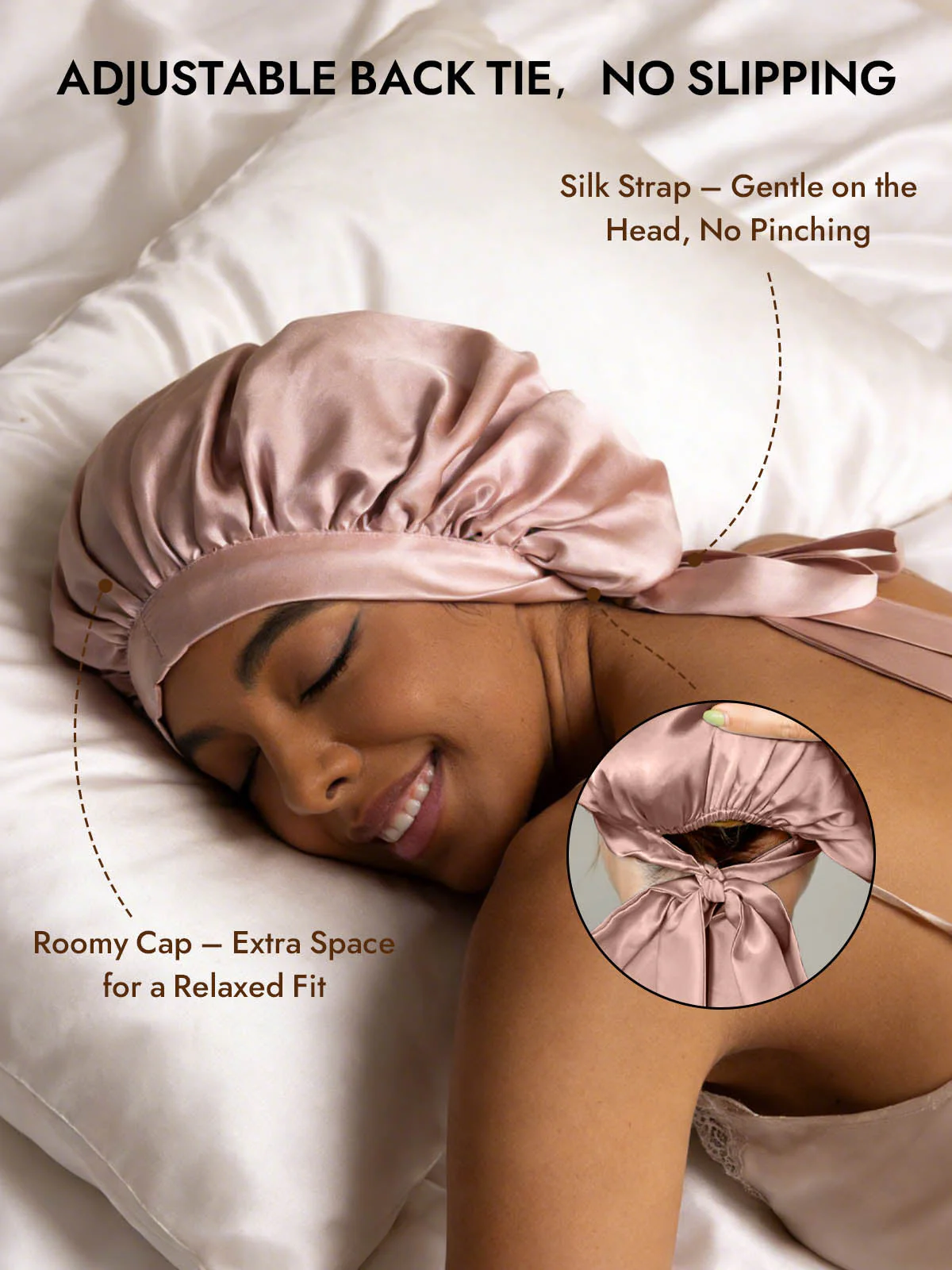 Women's Mulberry Silk Bonnet with Long Ribbons - Image 4