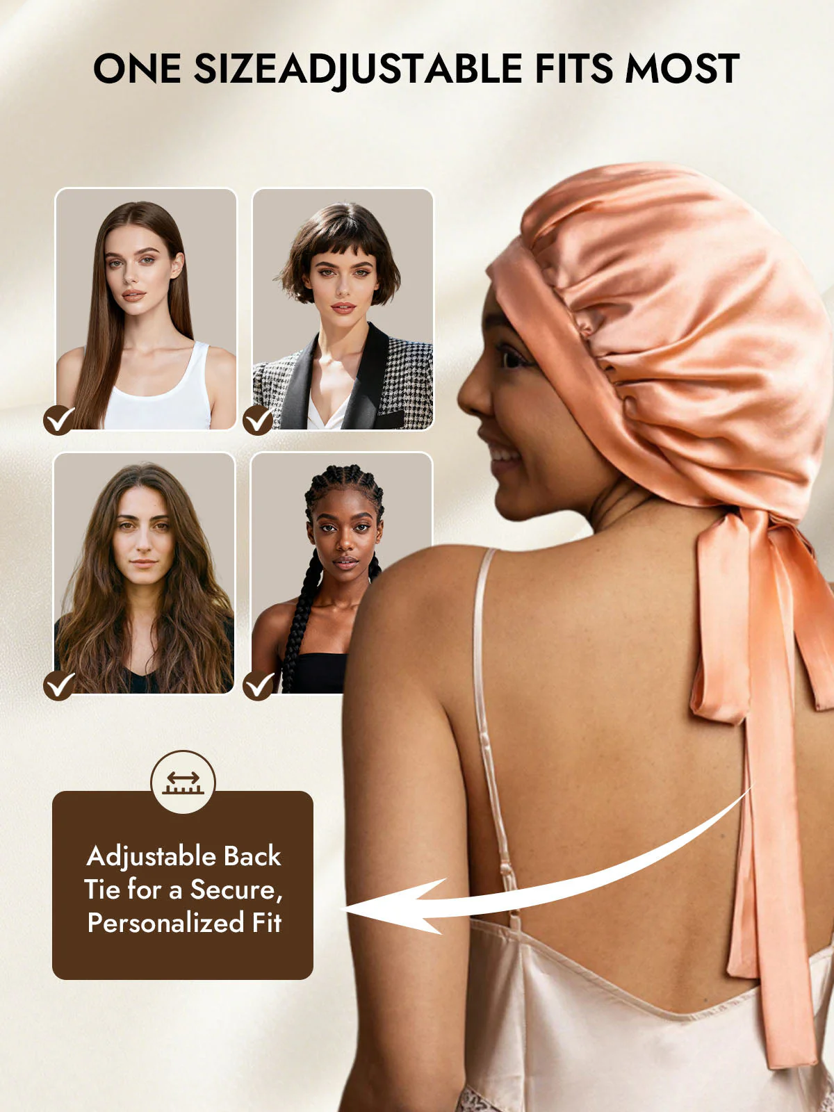 Women's Mulberry Silk Bonnet with Long Ribbons - Image 61