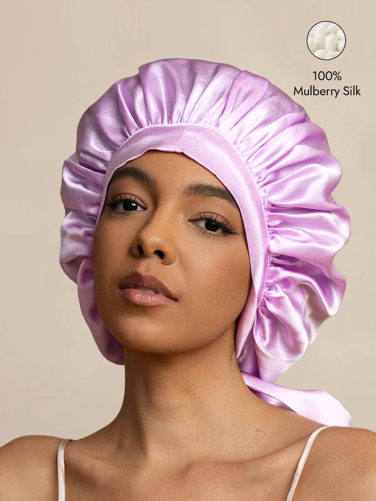 Women's Mulberry Silk Bonnet with Long Ribbons - Image 64