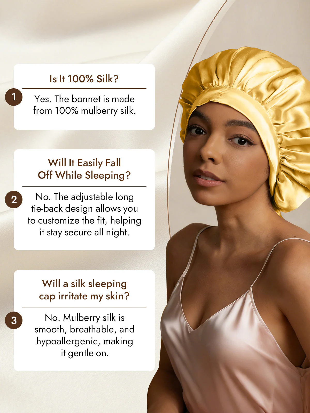 Women's Mulberry Silk Bonnet with Long Ribbons - Image 77