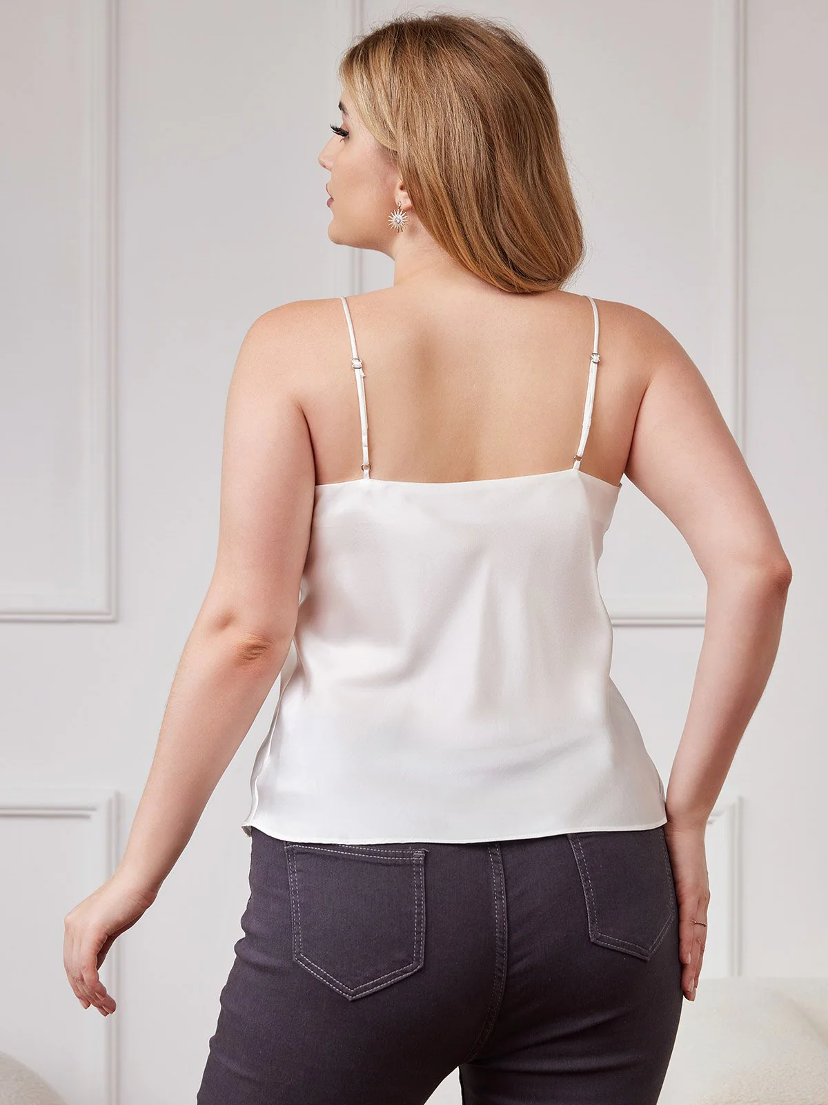 Women's Plus Size Silk Spaghetti Strap Camisole Top - Image 2