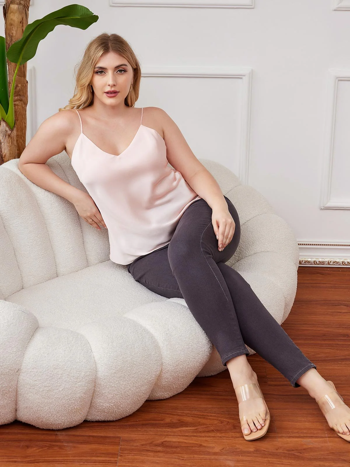 Women's Plus Size Silk Spaghetti Strap Camisole Top - Image 20