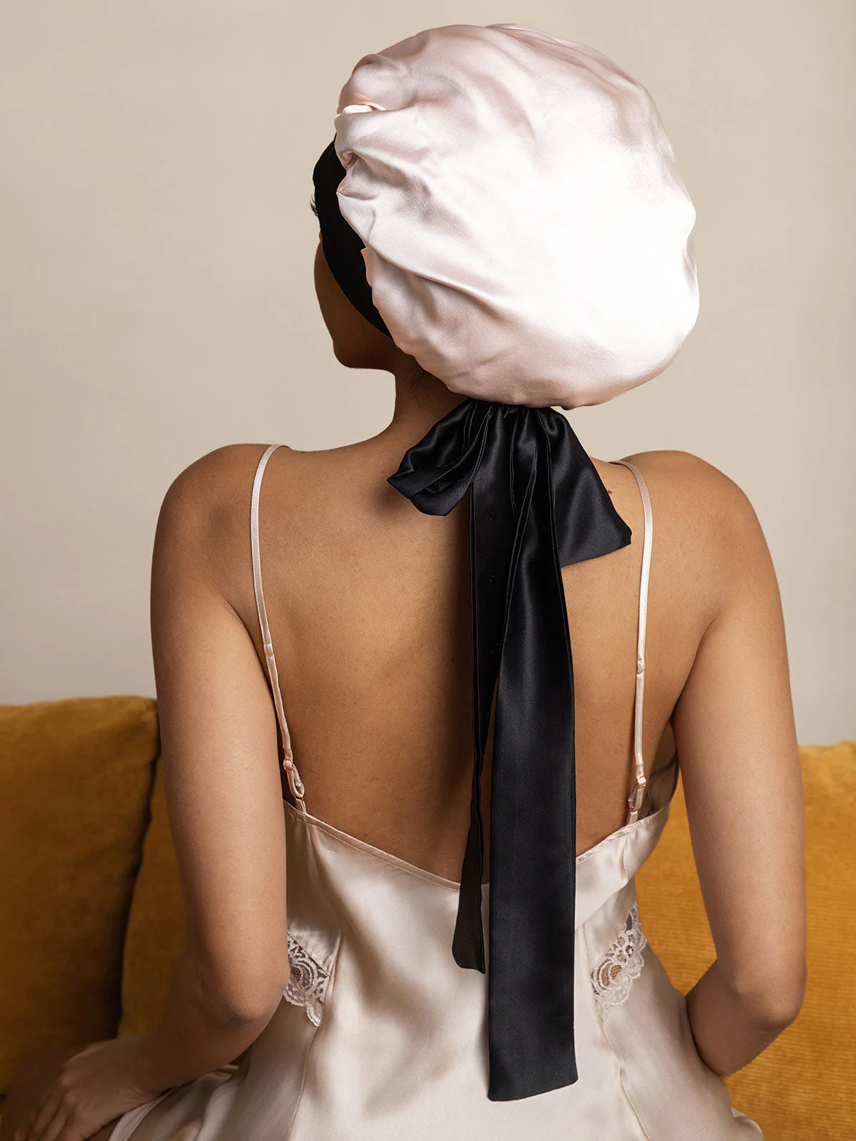 Women's Silk Casual Bonnet with Long Ribbons (Two-tone and Double-sided) - Image 4