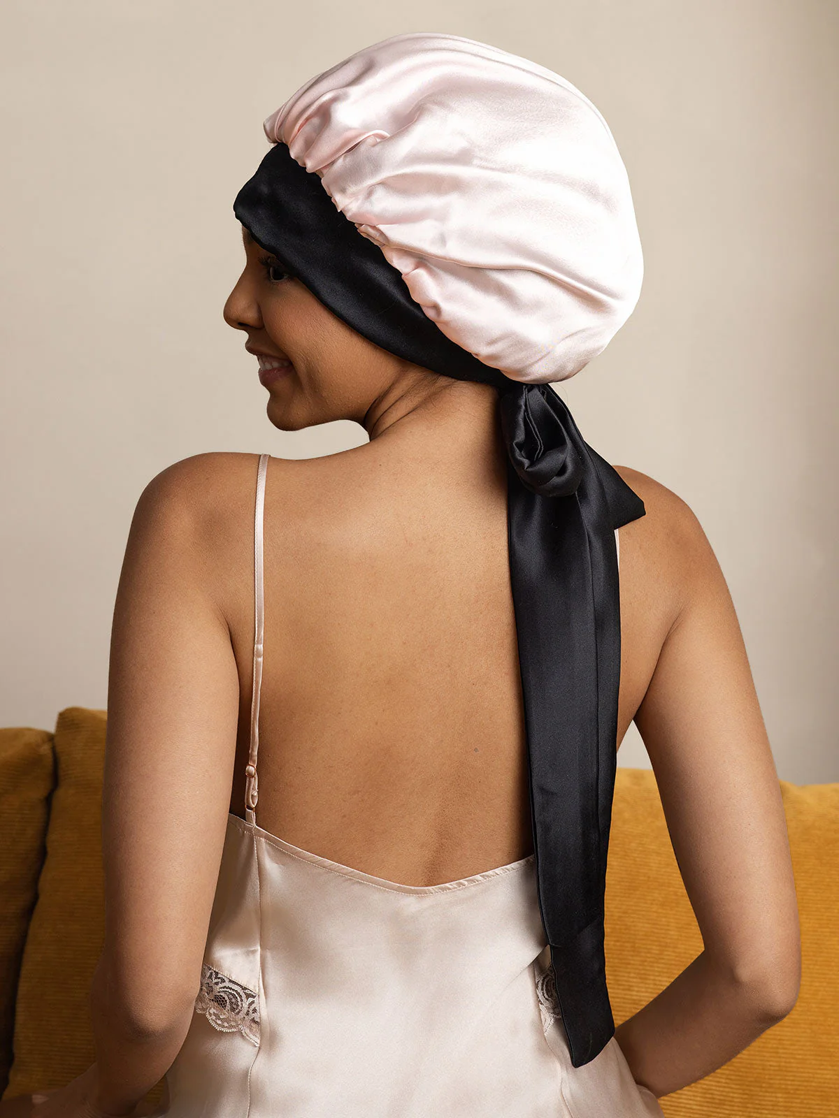 Women's Silk Casual Bonnet with Long Ribbons (Two-tone and Double-sided) - Image 5
